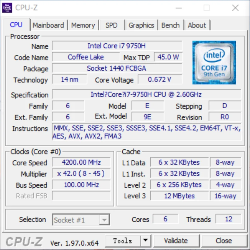 9. Procesor kawy nad jeziorem i7 9750H I7-9750H SRF6U zmodyfikowany procesor 2.6GHz 6 c1 2T płynny Metal IHS