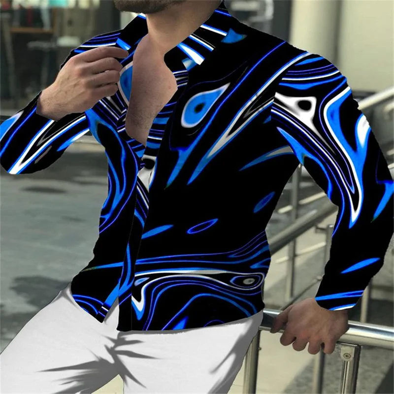 

Lightning Hawaiian Shirts Floral 3d Printed Shirts Men Fashion Shirt Long Sleeve Casual Beach Blouse Lapel Blouse Men's Clothing