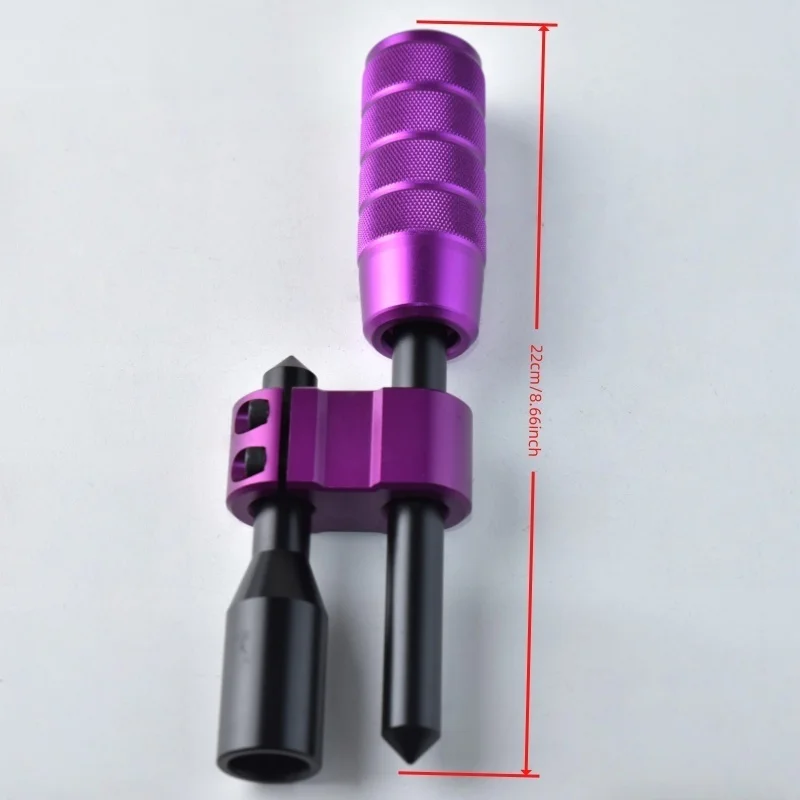 Universal Aluminum Alloy Gear Shift Knob And Rod Set for Manual Cars, Knurled Iridescent Design, H-Shaped Extension Rod