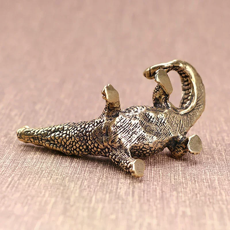 Bronze Crocodile Miniature Figurines Vintage Brass Mini Alligator Statue Desk Ornaments Home Feng Shui Decor Crafts Antique - view 3