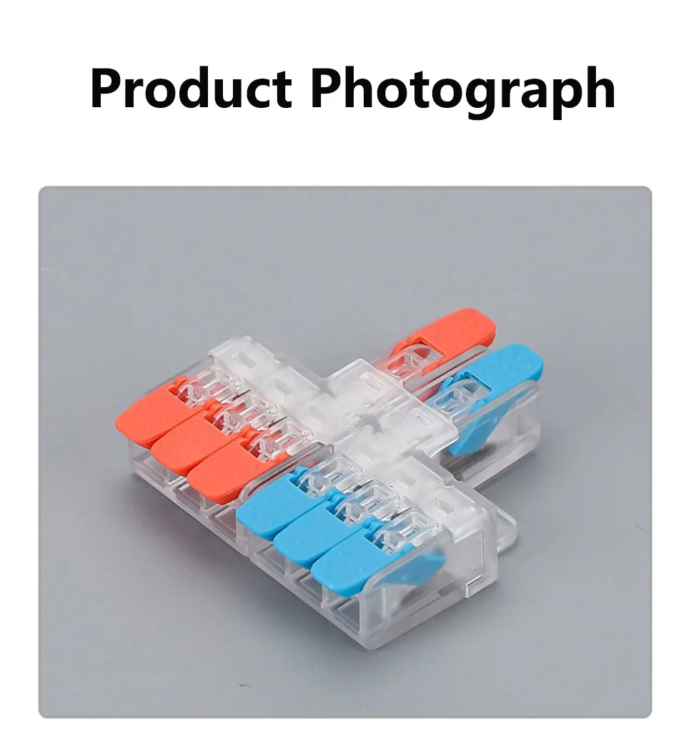 Schnellverdrahtungsklemme, einsteckbarer Drahtverbinder, Splitter, Mini, universeller Hochleistungs-Stoßklemmenblock, LED-Licht, 1, mehrere Ausgänge – Detail 8