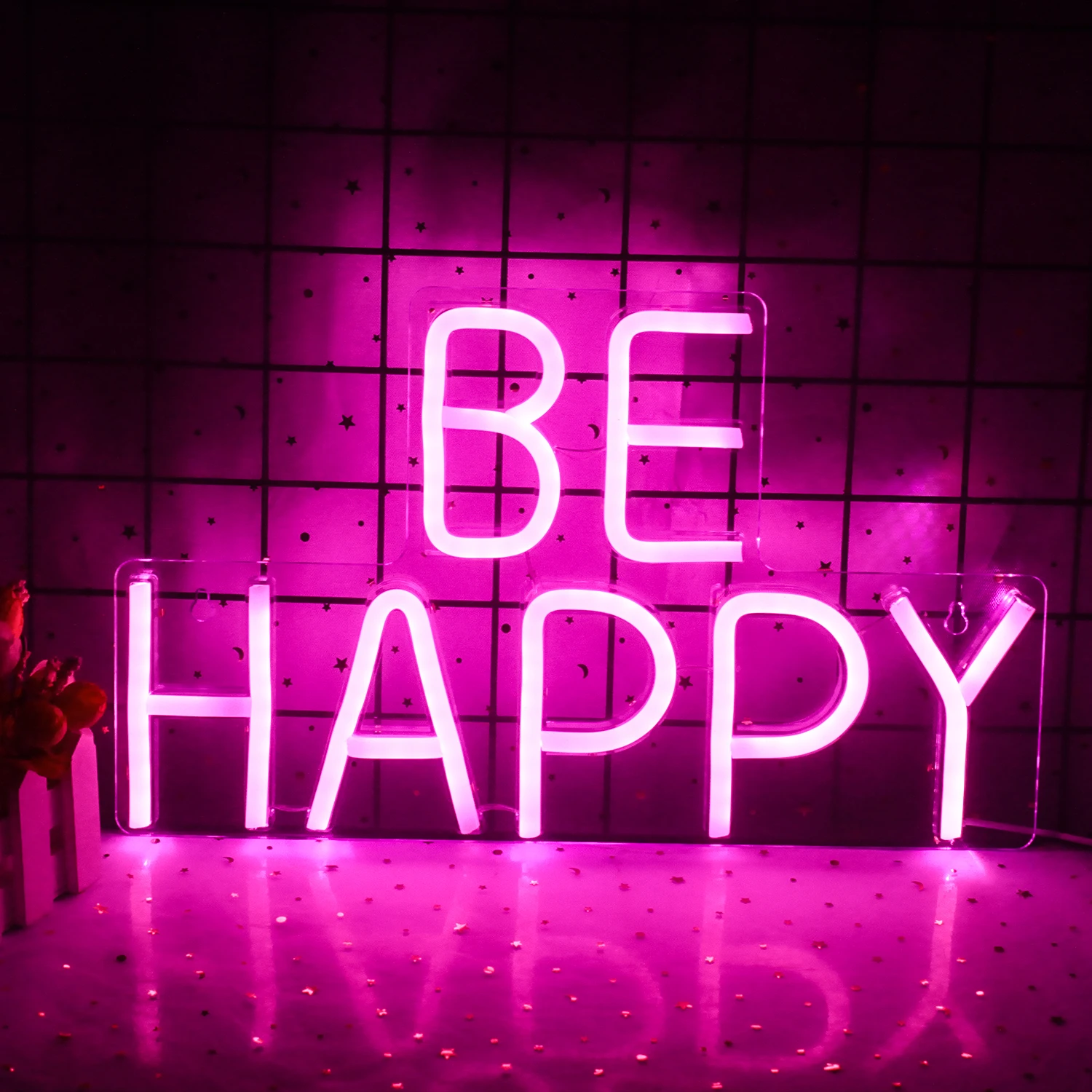 

Wanxing Be Happy Neon Sign Custom LED Lights Indoor Hanging Porch Bedroom Party Room Celebrate Birthday Wishes Lamps Wall Decor