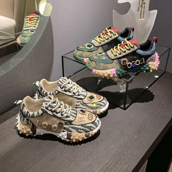 Women's Luxury Casual Sports Shoes Designer Water Diamond Thick soled Shoes Anti slip Tennis Running Shoes zapatillas mujer