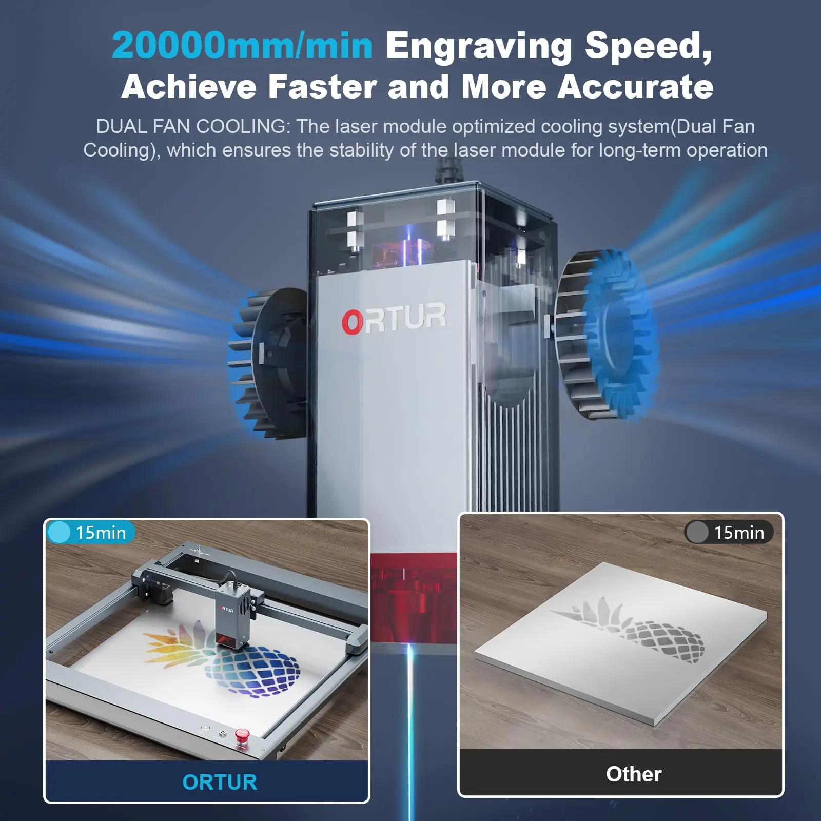 Ortur OLM3 10W/20W Potente macchina da taglio CNC per incisore laser per legno, pelle, carta