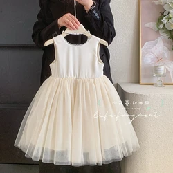 Girls Camisole Dress 2026 Summer New Korean Fashion Baby Summer Elegance Vest Princess Dress Kids Clothes