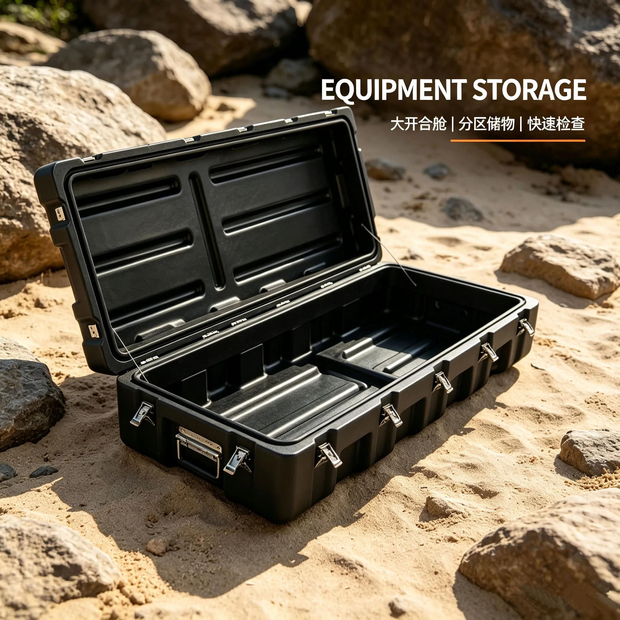 Shock Resistant case Tactical Equipment Waterproof Hard Trunk Protective Storage Bin Heavy Duty Camping Outdoor Utility Chest