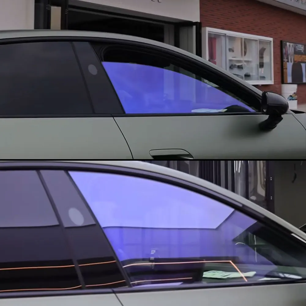 52cm x150/300/600cm Car Side Windshield 81% VLT Purple Glass Tinting Vinyl Solar Chameleon Tint Film Nano Ceramic UV Proof