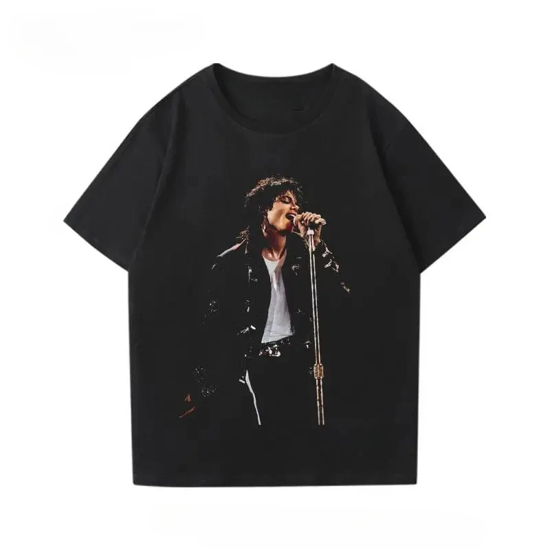 Michael Jackson Punk Vintag Rock Heavy Metal Vintage T-shirt Loose Short Sleeve Street Culture Casual T-shirt Men Women