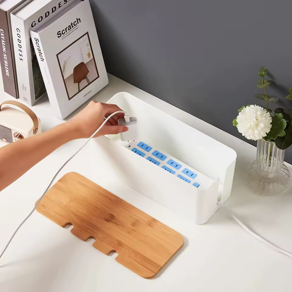 대형 우드 스타일 케이블 관리 박스 측면