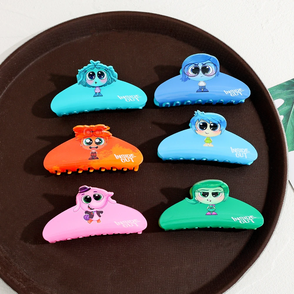 

Заколки для волос Inside Out 2 для девочек, милые заколки с персонажами Джой, Сэднес, Энгер, Энви, Акриловые мультяшные зажимы для волос