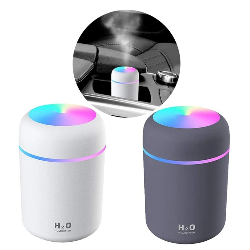 

2PCS Humidifier, USB Powered Air Humidifier 300Ml Aroma Essential Oil Diffusers Diffuser For Home Office Spa Auto