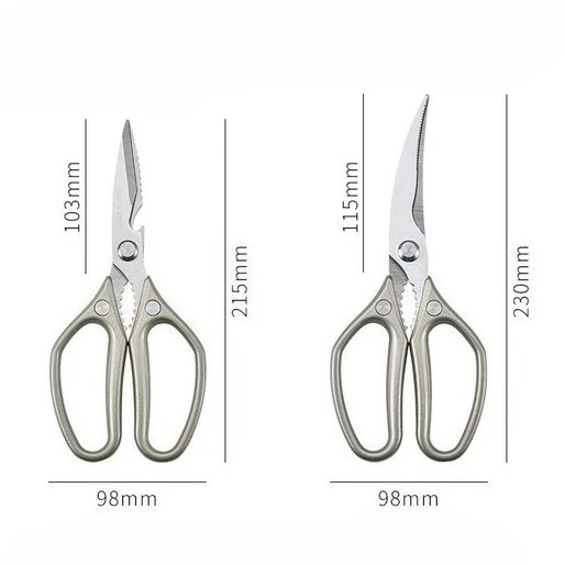 All-In-One Heavy Duty Chicken Bone Scissors Aluminum Alloy Grip Kitchen Tool for Nut Cracking & Bone Cutting