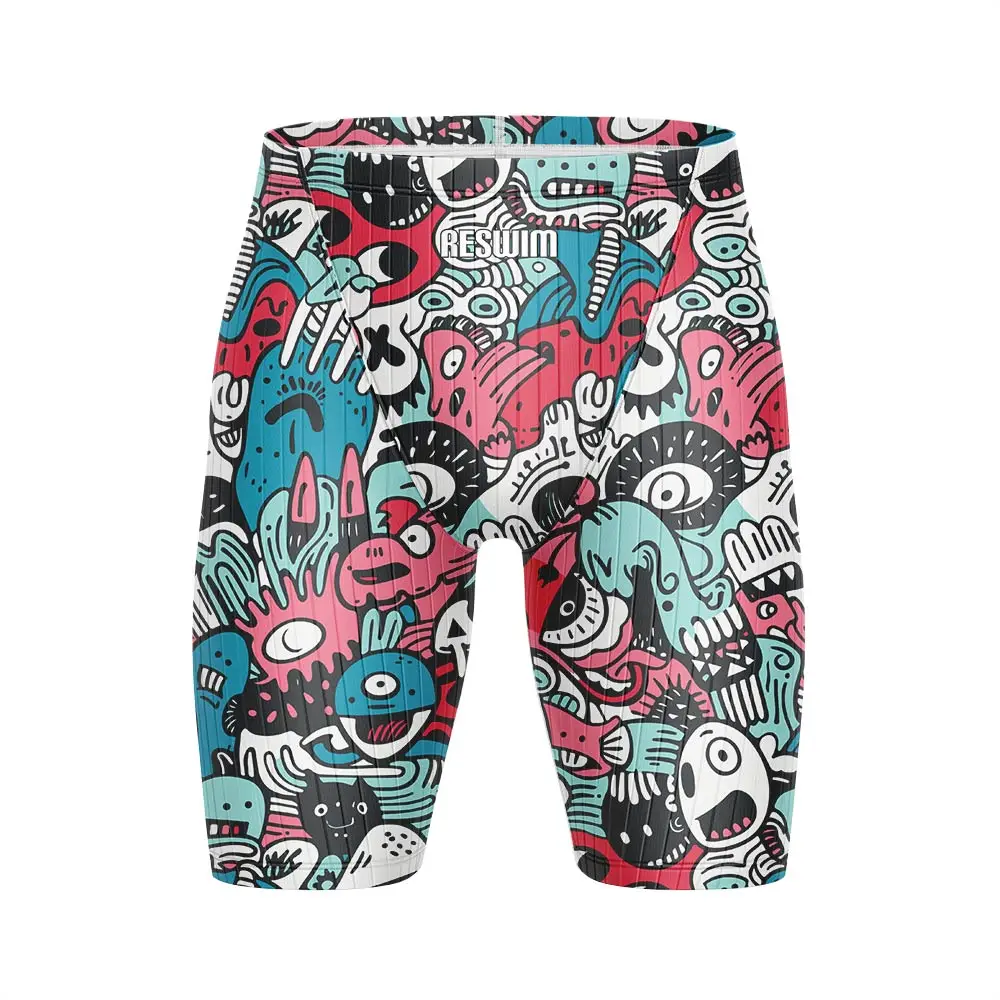 Summer Men's Swim Jammer Swinsuit Short Endurance Athletic Training Swimming Trunks Water Sports Elastic Shorts Swimming Suit