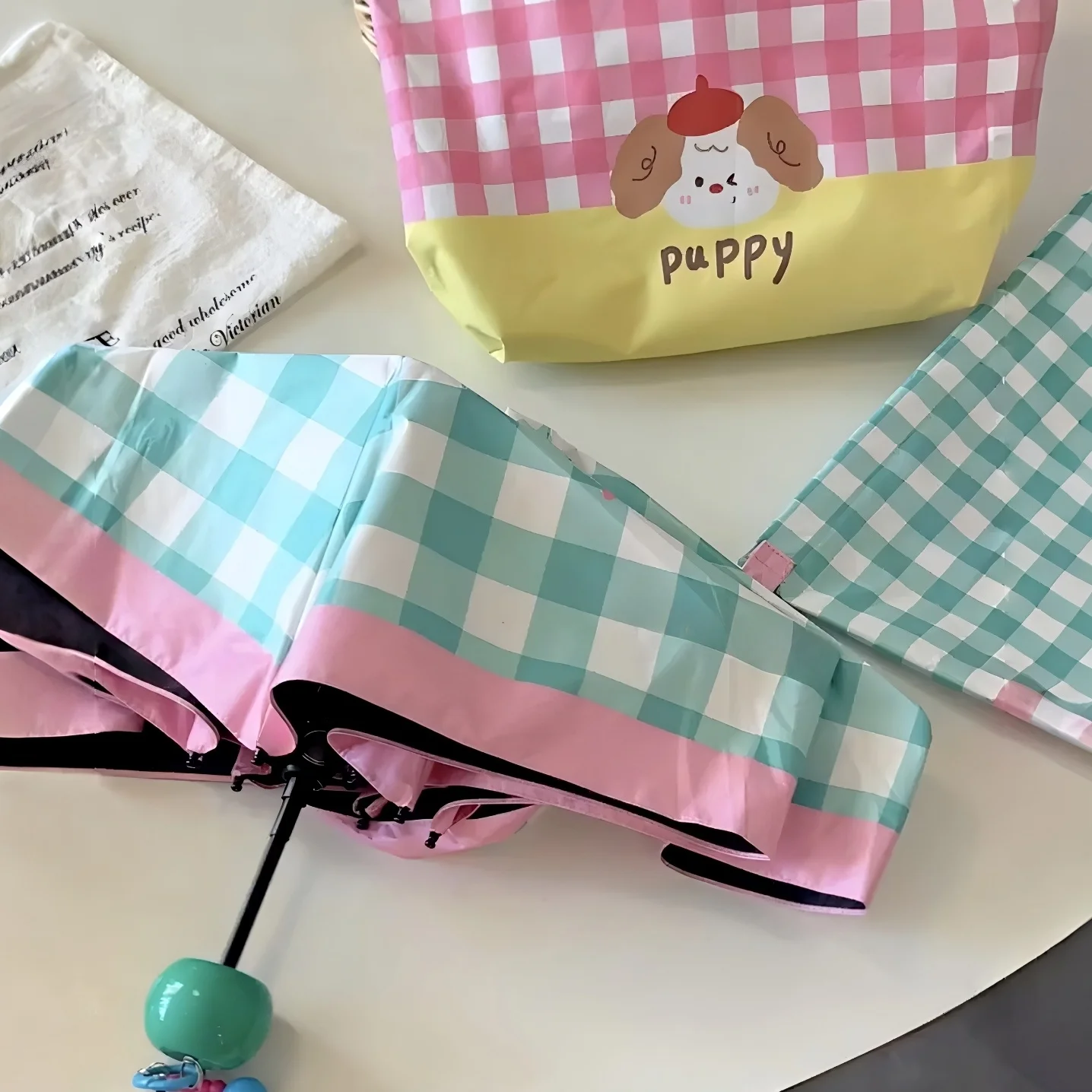 

Dopamine Cute Portable Five Pocket Umbrella Sunshade Waterproof Cartoon High Aesthetic Value UV Protection Rain And Sun Umbrella