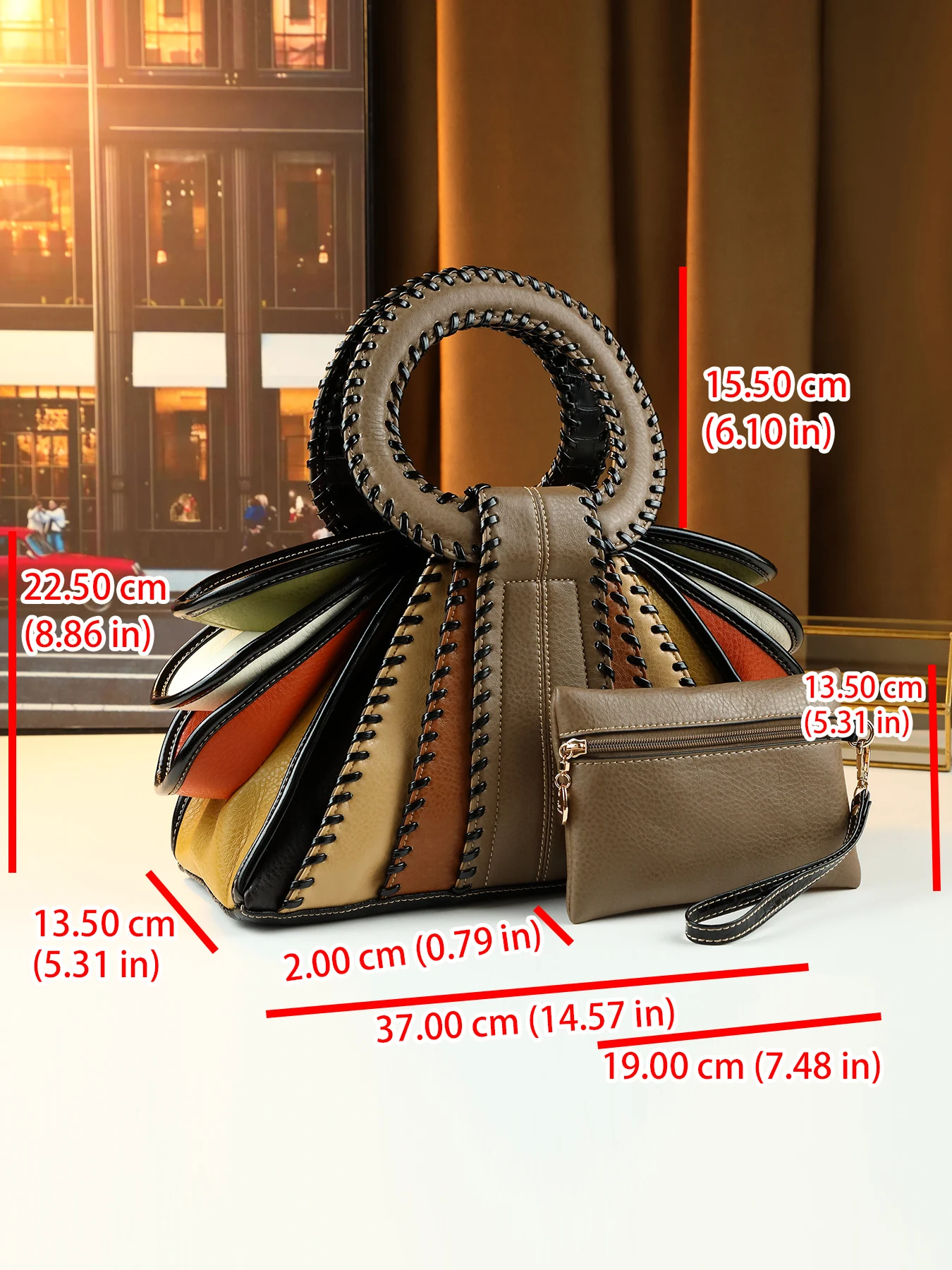 Stylish new creative contrasting color wing design handbag retro stitching large capacity shoulder messenger women's bag