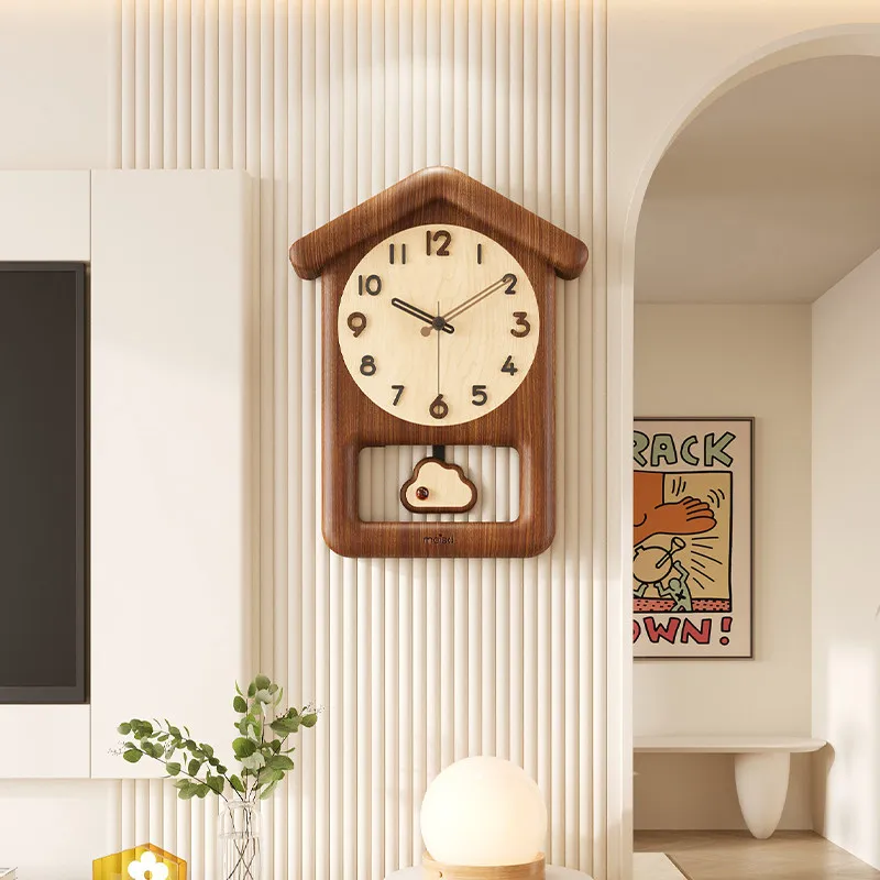 Art Wall Clock Living Room Wood Wall Clocks Entrance Hall Creativity Design Timepiece Minimalist Aesthetic Decoration Clock