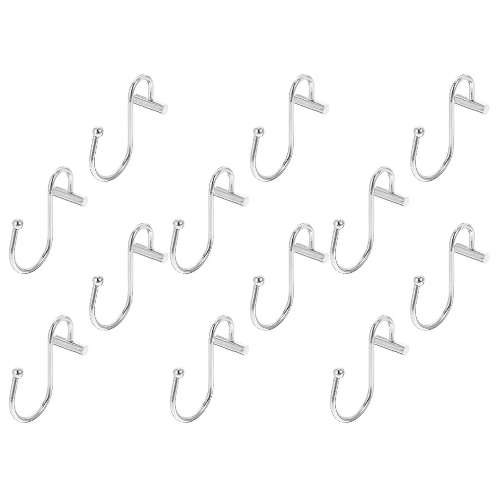 

12Pcs Metal Shower Hooks T Shaped Shower Hooks Seamless Slide No Bunching Bathroom Curtains Rods Hanger Curtain Rings