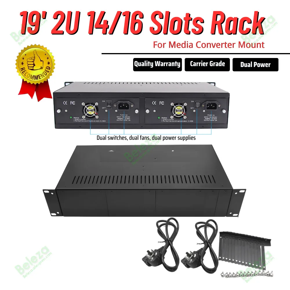 Optical Fiber Transceiver Rack 14-slot 16-slot Rack Centralized Box Dual-power Photoelectric Converter Universal Box