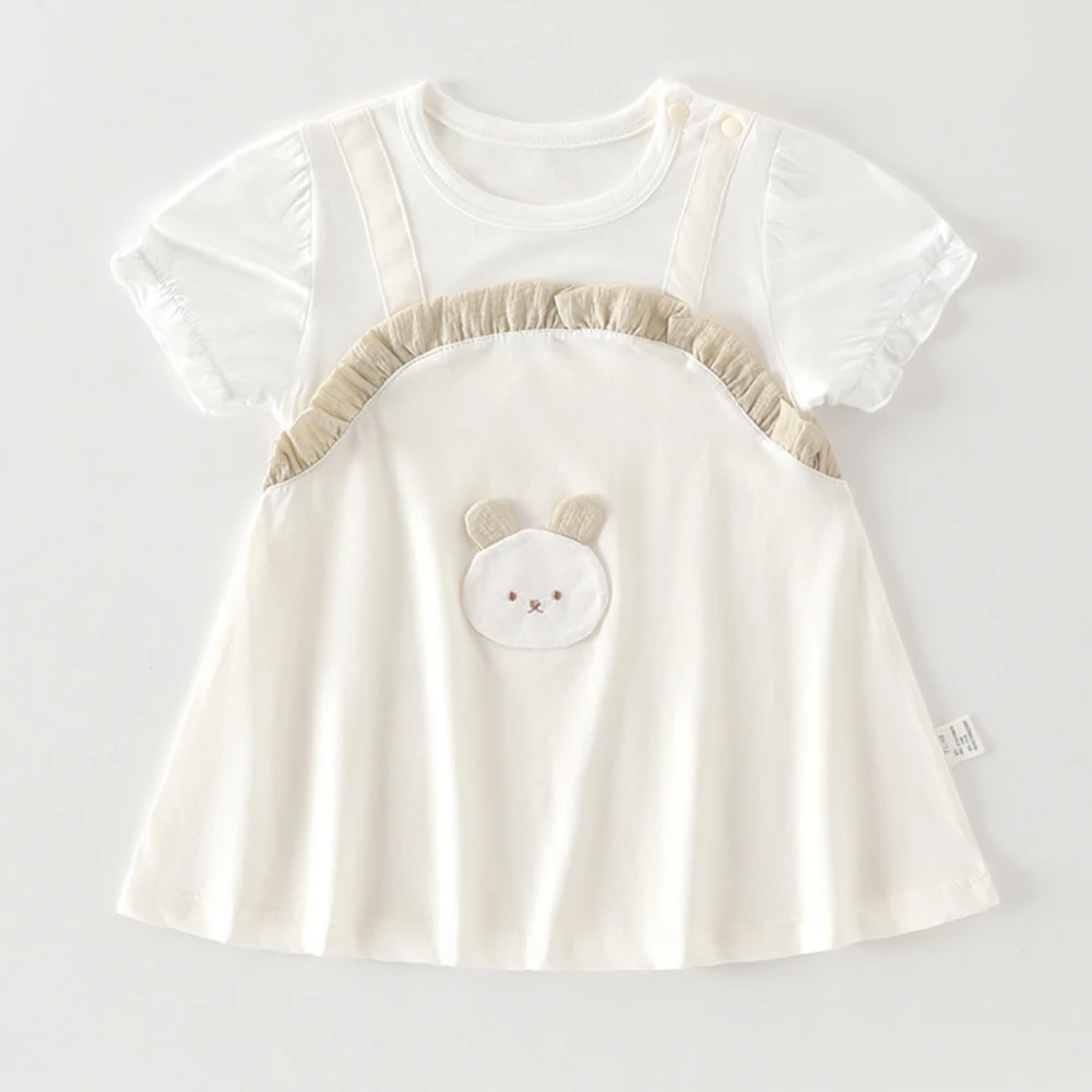 Little Girls Short Sleeve Princess Dresses Summer Newest Baby Girls Cartoon Rabbit Cute Dress