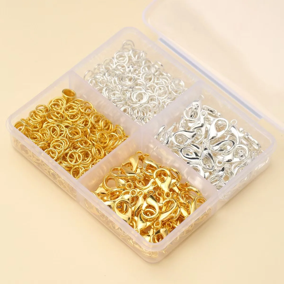 500pcs/Box Gold Silver Lobster Clasp Open Jump Rings For Jewelry Making Bracelets Necklaces Hooks Chain Closure DIY Accessories