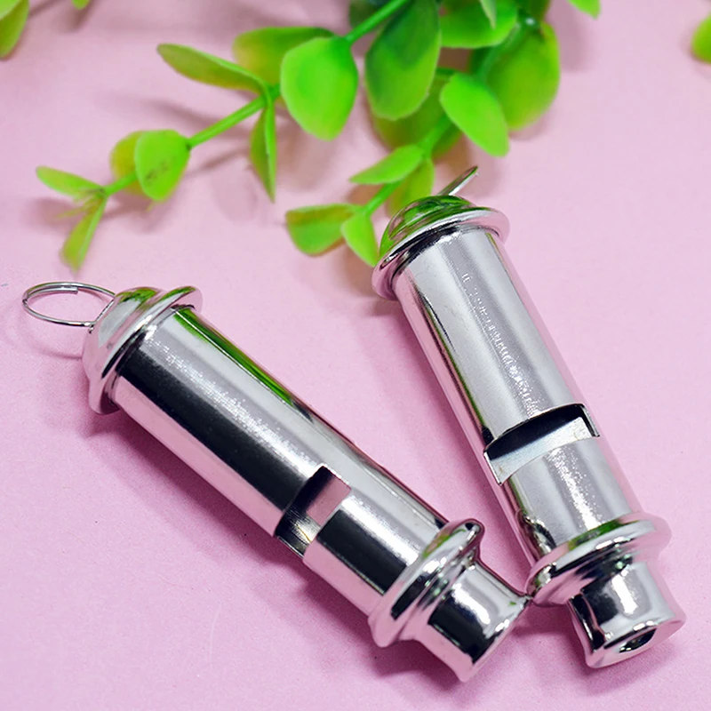 High Quality With Neck Chain Metal Whistle Stainless Steel Yellow Lanyard Police Whistle High Frequency Lifesaving Whistle