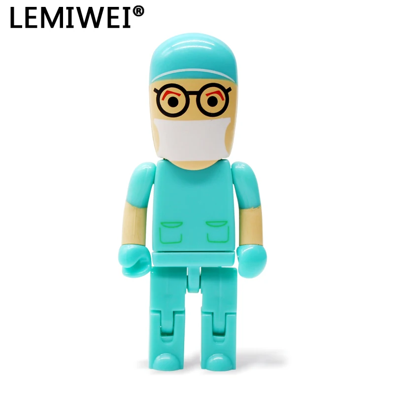 Mini Bác Sĩ Y Tá USB Đèn LED Hoạt Hình Bác Sĩ Nha Khoa Y Tế Công Nhân Dễ Thương Pendrive 16GB 32GB 64GB Bút Ổ Đĩa U Cel USB