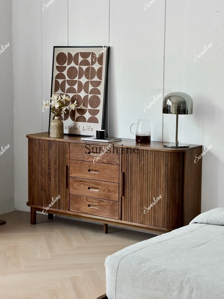 North American black walnut all-solid wood storage cabinet restaurant multi-functional integrated wine cabinet  FT