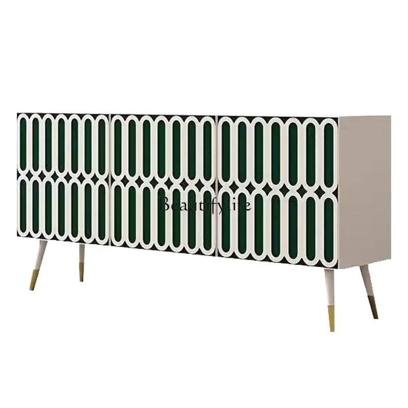 

LD33American modern minimalist style entrance cabinet, cream style solid wood light luxury cabinet against the wall