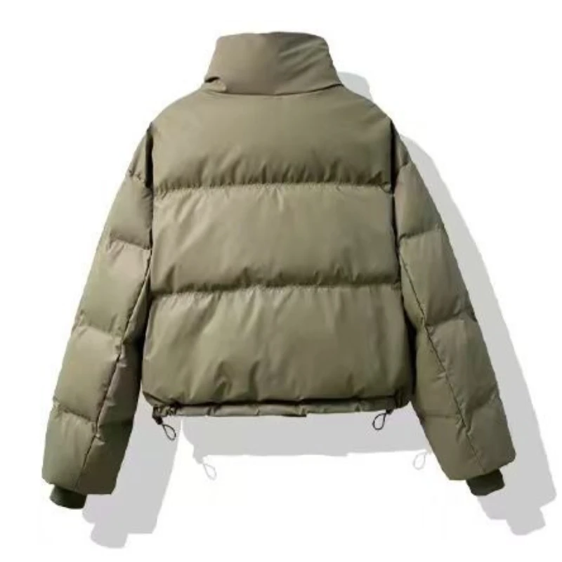 جديد الشتاء النساء سميكة وهمية الرقبة القطن وسادة مبطنة واحدة الصدر جيب عارضة أسفل معطف الشتاء الدافئة فضفاض معطف قصير #6