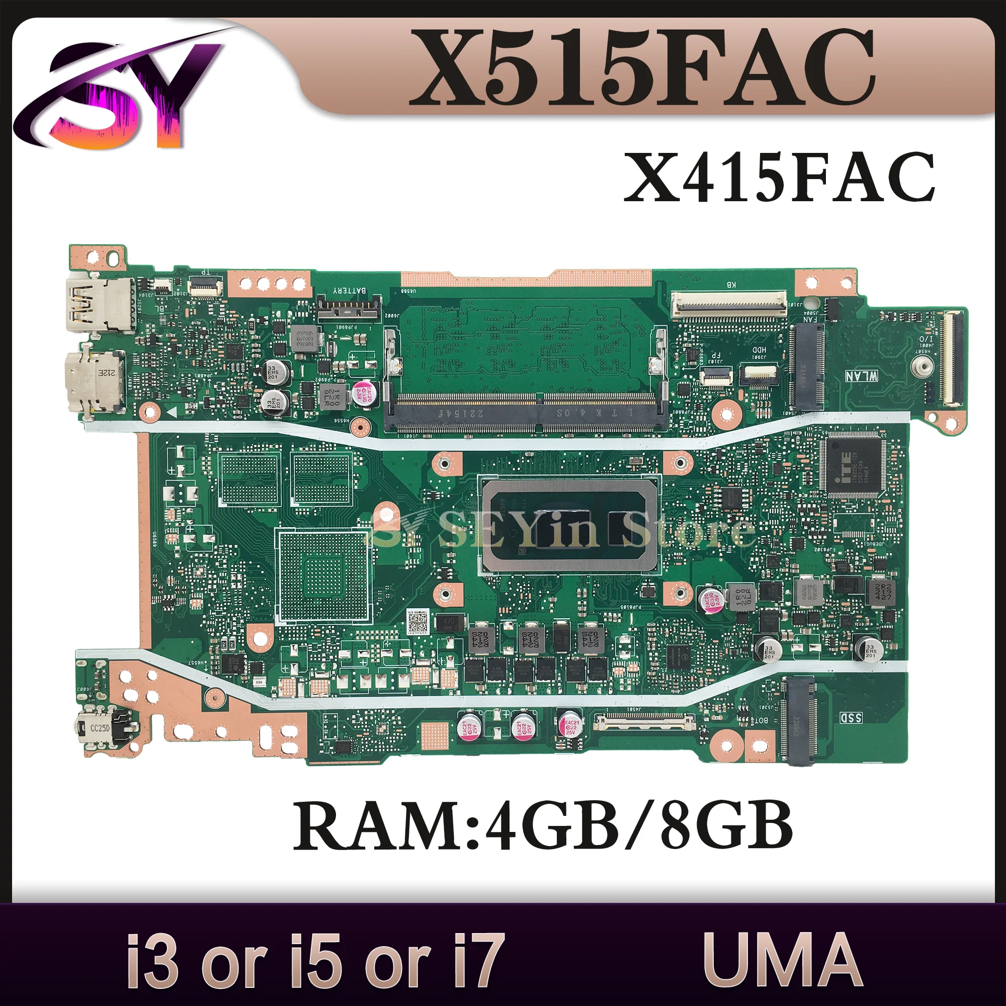 Mainboard For ASUS X409FAC X509FAC X515FAC X515FA F515F X515F X415FAC X415FA X415F F415F Laptop Motherboard i3 i5 i77