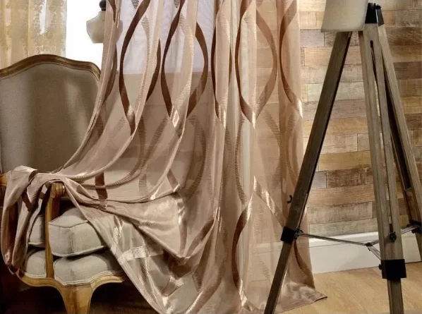 1 PC Modern Simple Embossed Jacquard High-end Light-transmitting and Impermeable Curtains for Living Room and Bedroom Curtains