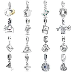 925 sterling silver cat footprint star star pendant charms fit original Pandora bracelet charm bead necklace Diy female jewelry