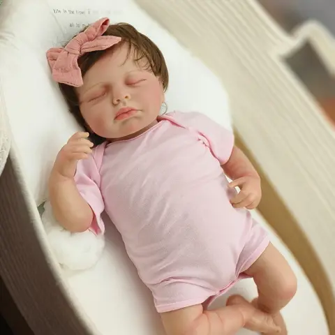48cm 소프트 바디 신생아 다시 태어난 인형 Loulou 실물 같은 소프트 터치 귀여워 아기 여러 레이어 그림 3D 피부 장난감