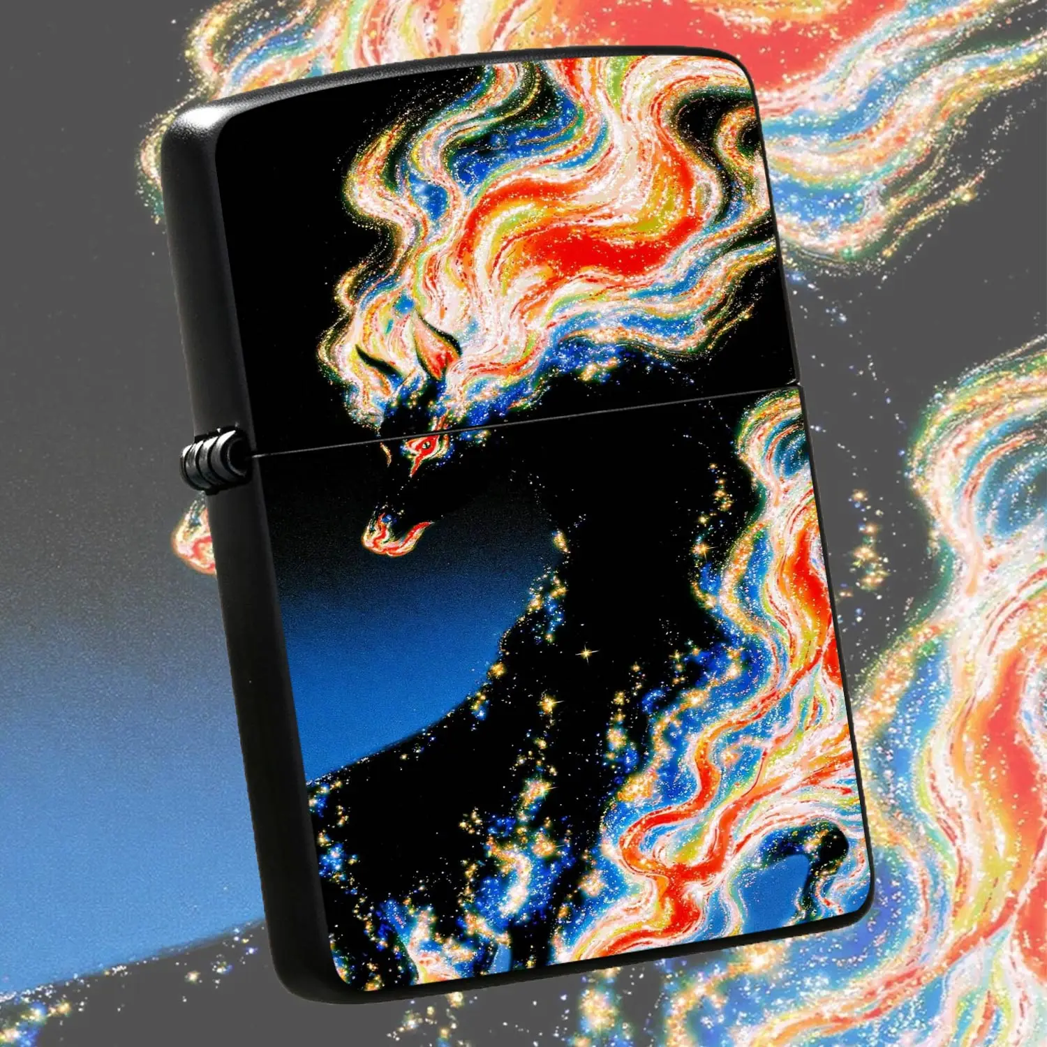 Vibrant Glowing Nebula Deer Pattern Lighter, Creative Aesthetic Starry Divinedesign, Portable Stylish All-Match Igniter For Daily Use, Festive Gifting, Outdoor Camping, Casualscenarios, Exquisite Shiny Decorative Unique A Humorous And Inter