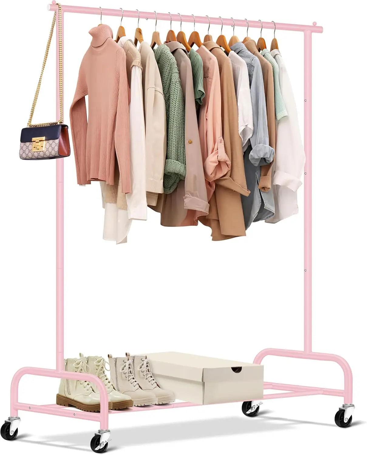 

Heavy Duty Clothing Racks for Hanging Clothes Rack, 43" Wide Rolling Garment Rack Metal Clothing Hanger Rack with Wheels Ward