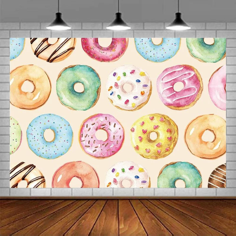 Donut Grow Up Photography Backdrop Sweet One 1st Birthday Party Event Supplies Decoration Girl Background Photo Booth