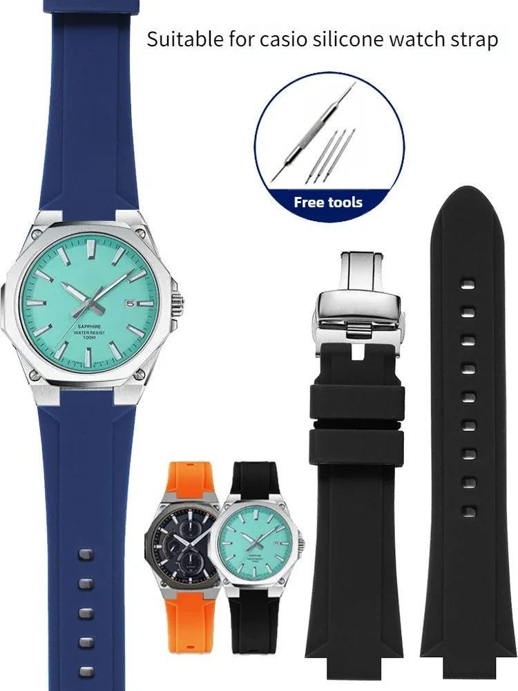 Adapted To EFR-S108D EFS-S570 ECB-10YDC Series Convex Silicone Watch with Male