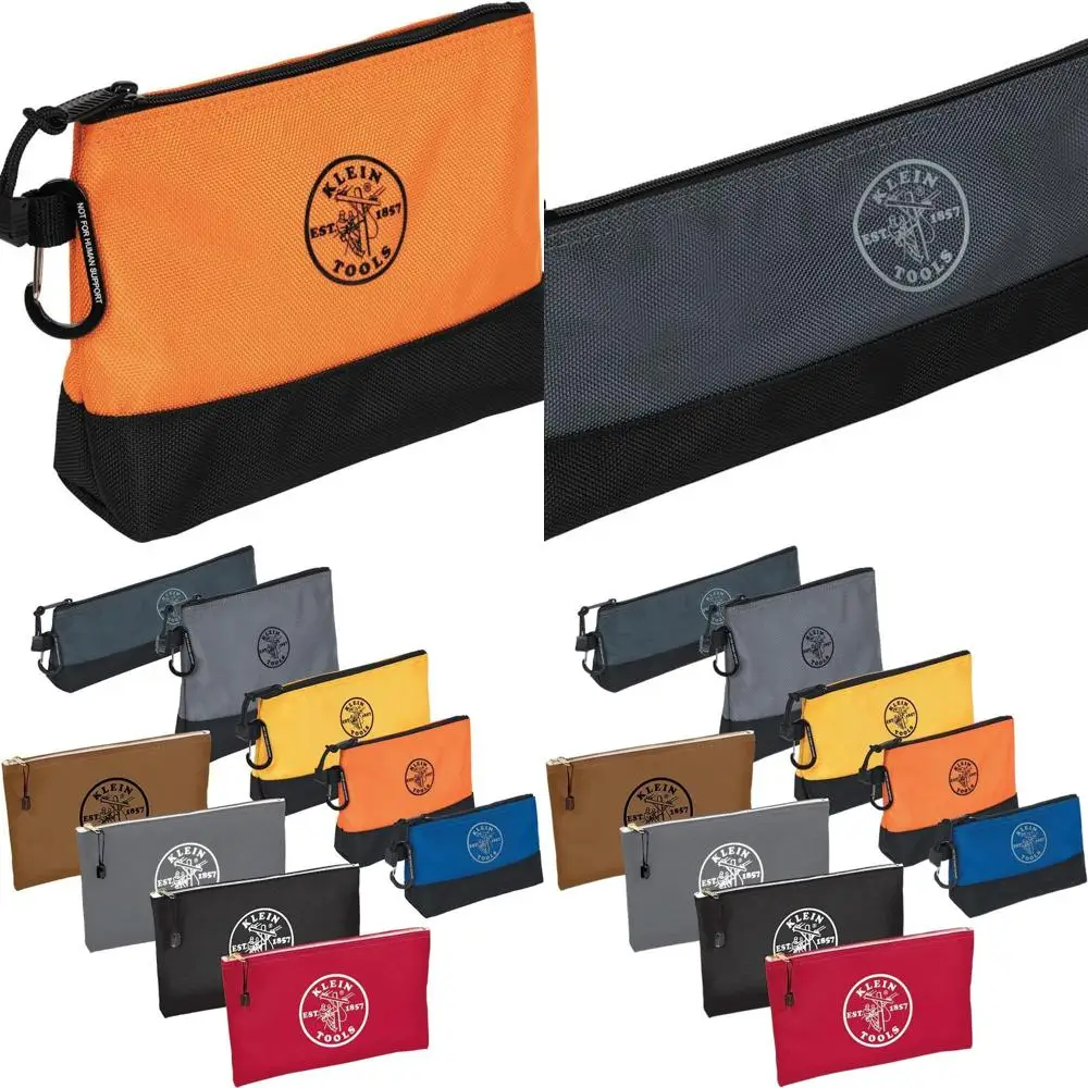 

9-Piece Klein Tools Zipper Bag Set: 5 Water-Resistant Pouches and 4 Canvas Utility Bags