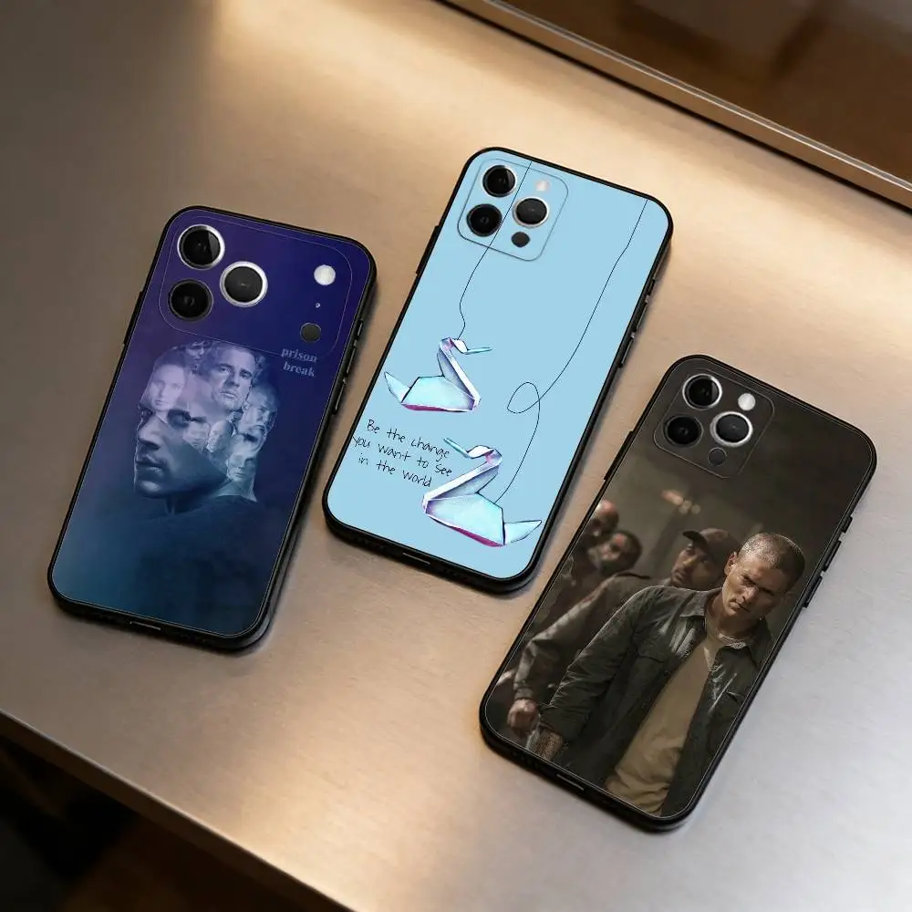 Movie P-Prison B-Break Phone Case For iPhone 17,16,15,14,13,12,11 Plus,Pro Max,Soft Silicone Black Cover
