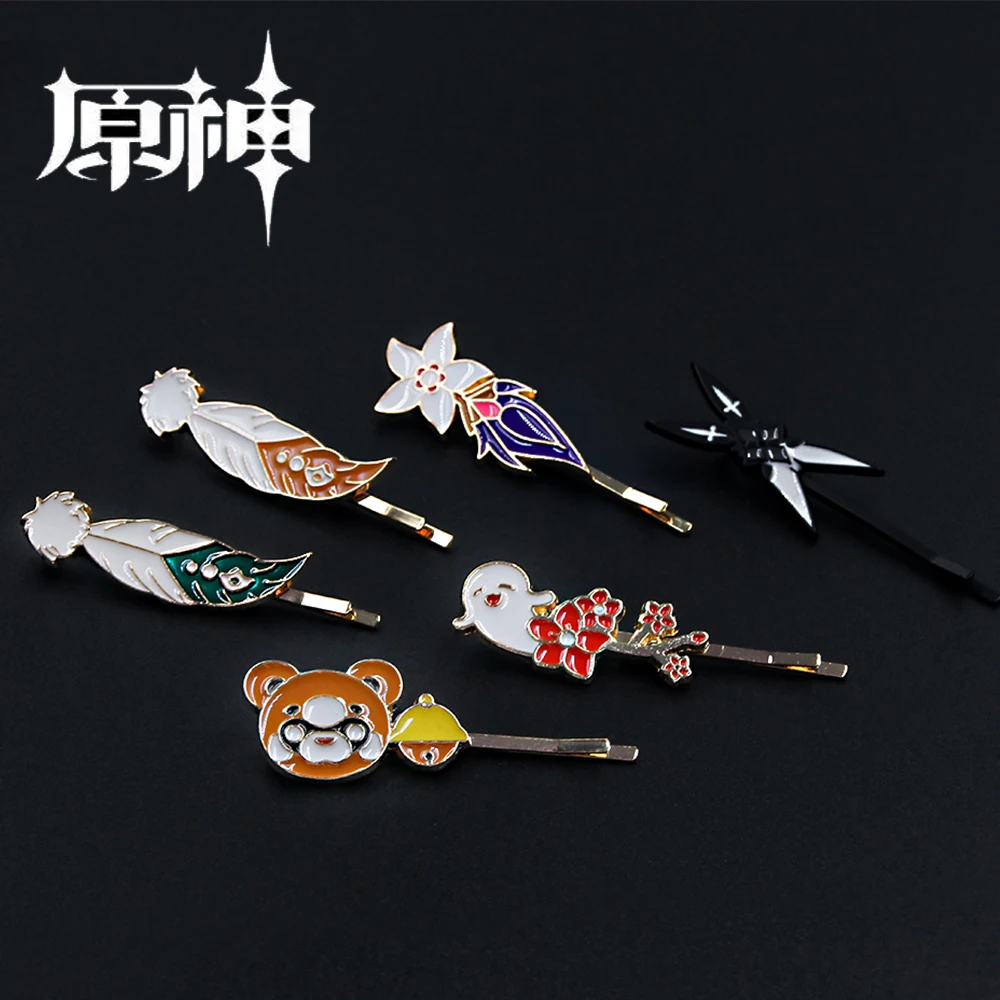 Genshin Impact Creative Hairpins Klee Barbatos Venti Yae Guuji Keqin Hutao Cosplay Hair Clip For Women Girl Anime Headwear Gift