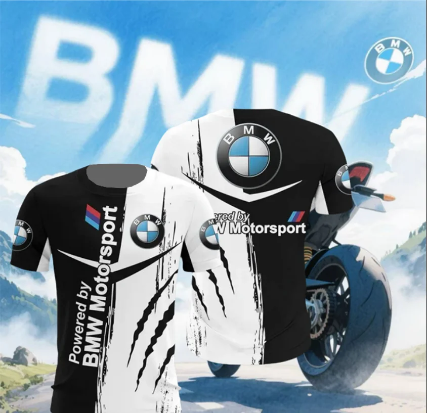 

Лето 2022, новинка BMW, мужская быстросохнущая футболка для мотоцикла, велосипедный костюм, гоночный костюм с короткими рукавами, повседневная дышащая мода Y2K