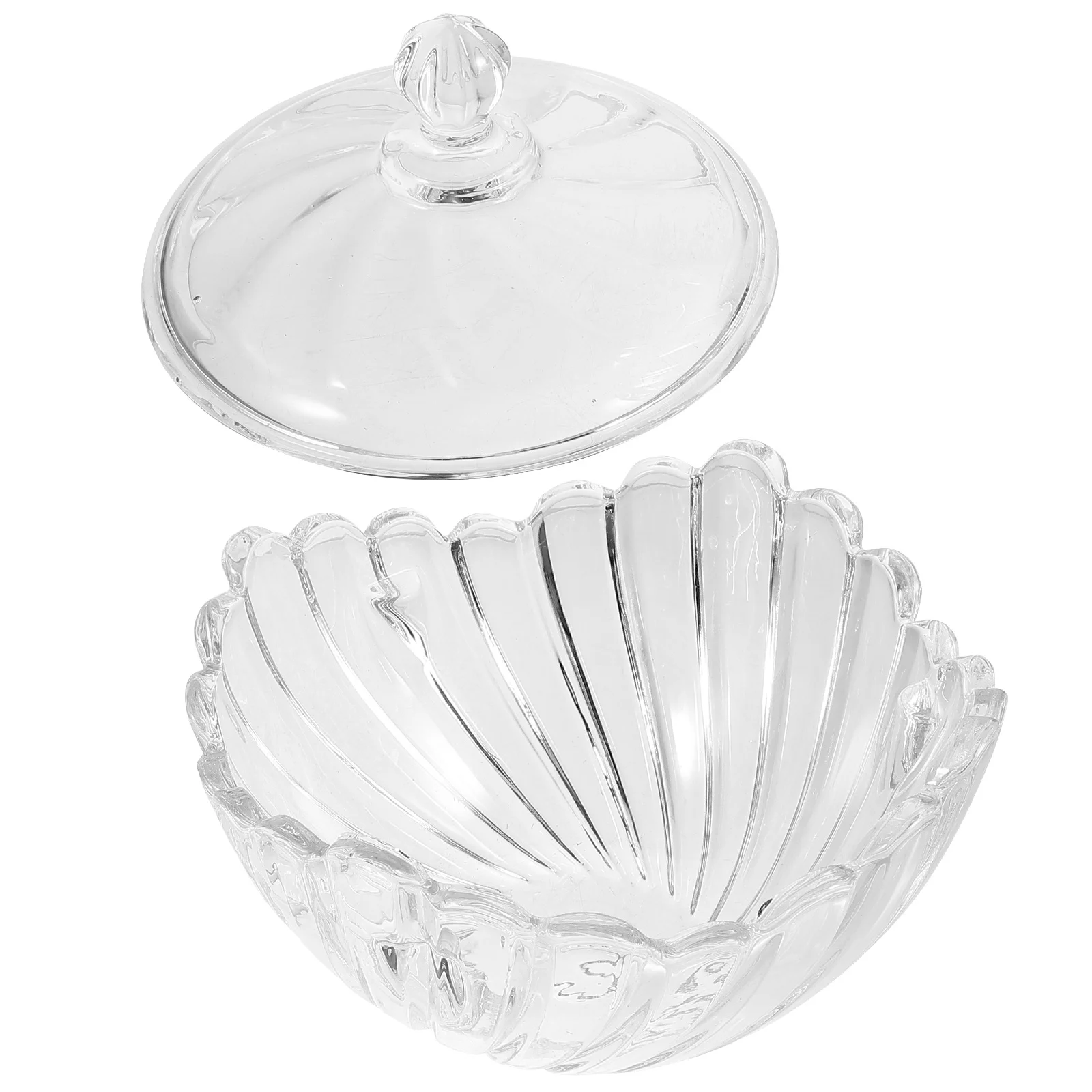 

Embossed Glass Storage Jar Clear Lid Candy Container Jewelry Holder Large Mouth Transparent Glass Snack Holder for Home