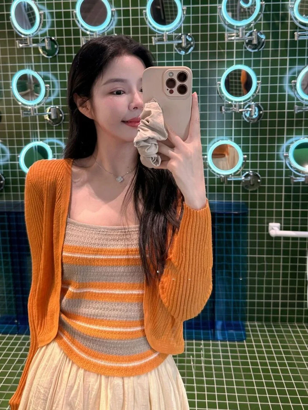 

Fashionable Knitted Long Sleeve Cardigan Set Summer New Style Korean Style Slimming Strap Top Quality Wear Resistant Striped ...