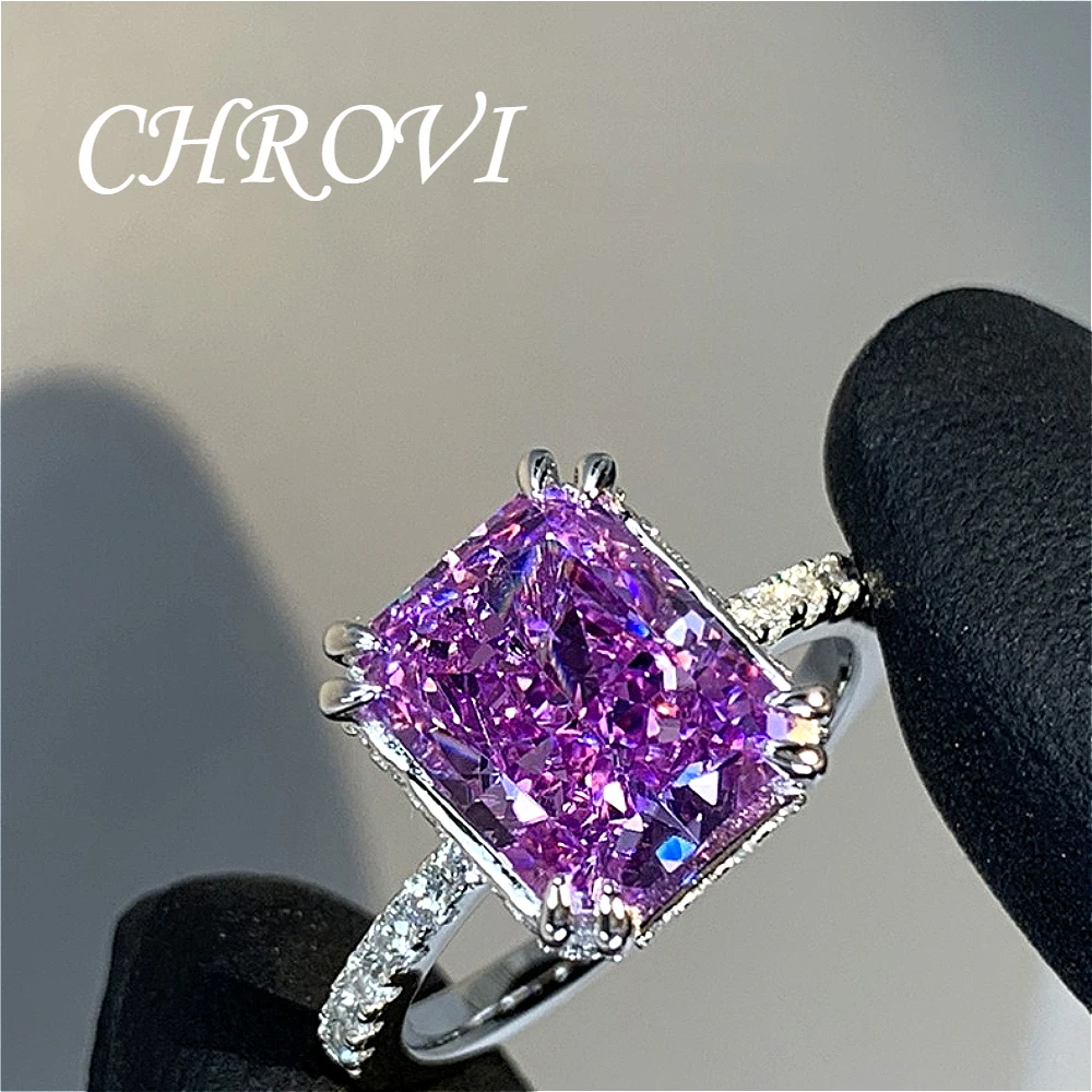 Luxuriöser 925 Funkelnder Eisflocken-Lithium-Eisen-Zirkon Offener Ring für Damen - Prinzessinnenförmiger Modischer Ring – Detail 1