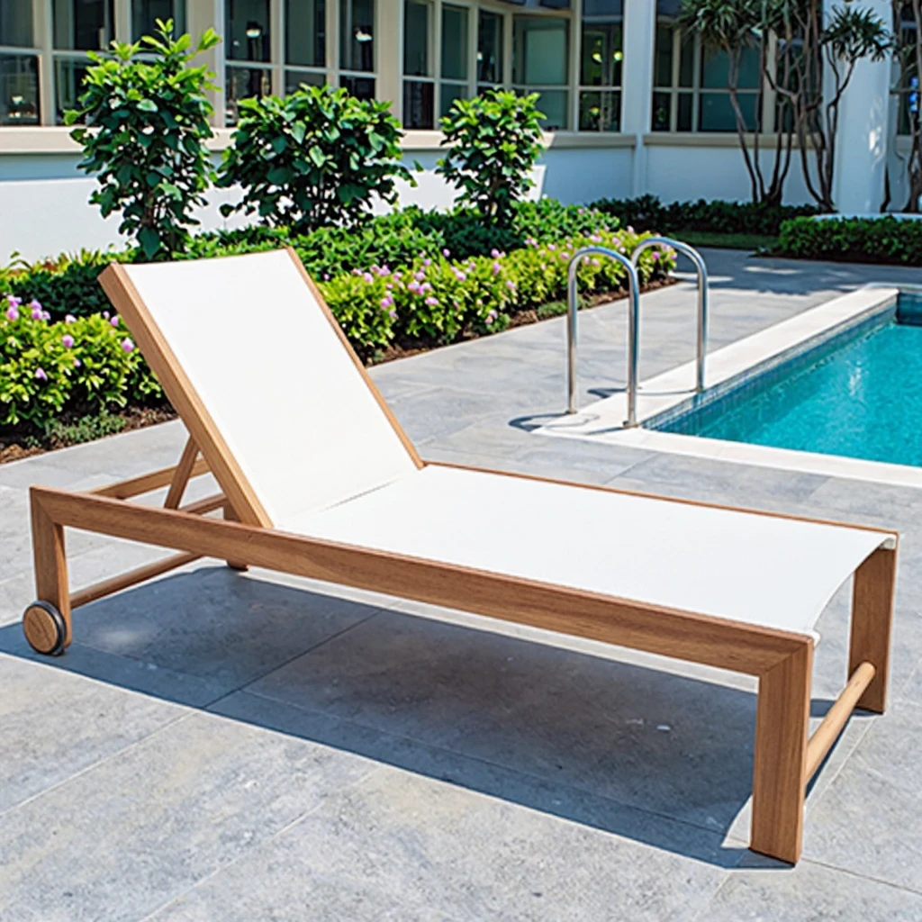 Luxury Wooden Outdoor Sun Lounger Poolside Recliner Day Beds Garden Patio Sunbed & Beach Chairs Waterproofpromote sales