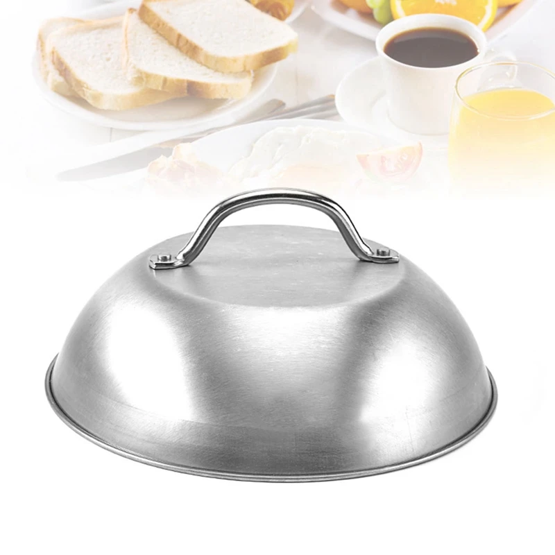 3X Stainless Steel Steak Cover Thicken Western Restaurant Western Food Cover Hand Handle Steak Cover Hemispherical Cover