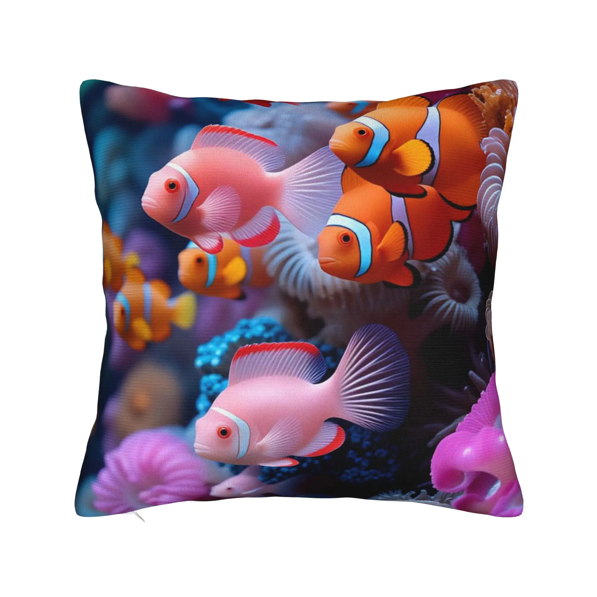 Pillow Cover Beautiful Underwater World Colorful Fish  Cute Funny Pillow Case For Sofa Home Decoration Pillowcases
