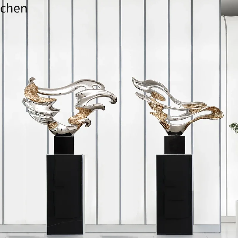 HXL Sculpture Hotel Lobby Living Room Entrance Art Soft Decoration Electroplated Large Ornament