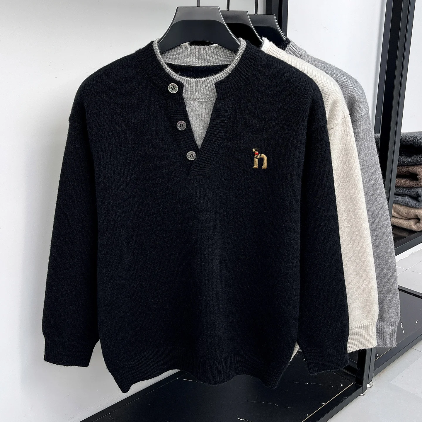 Роскошный бренд вязанный подде – обзор и цена Men'S Fashion V Neck Sweater