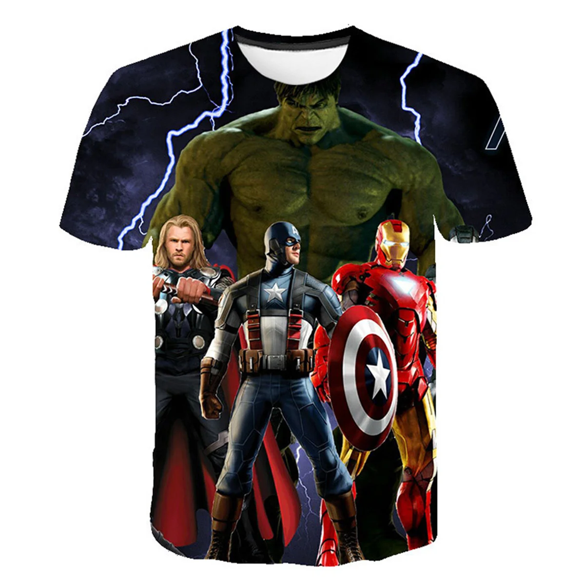 

Marvel superhero men's T-shirt Hulk Spider Man classic print summer casual short sleeved round neck breathable design